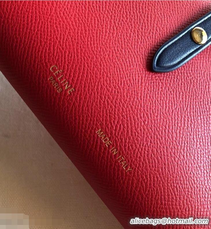 Shop Celine Bicolour Large Strap Multifunction Wallet 952101 Red/Navy Blue