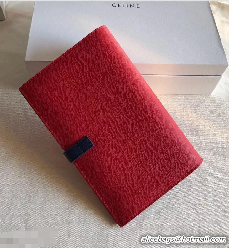 Shop Celine Bicolour Large Strap Multifunction Wallet 952101 Red/Navy Blue