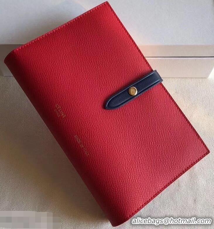 Shop Celine Bicolour Large Strap Multifunction Wallet 952101 Red/Navy Blue