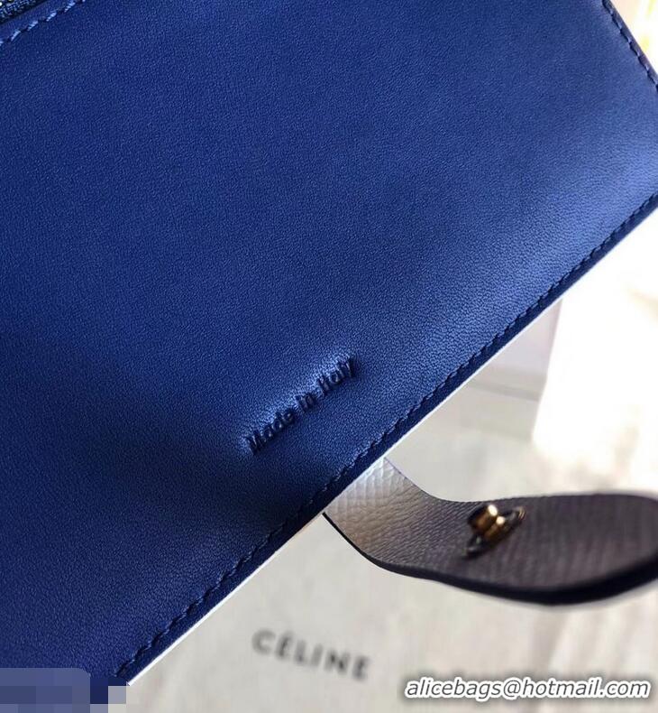 Reproduction Celine Bicolour Large Strap Multifunction Wallet 952101 White/Blue