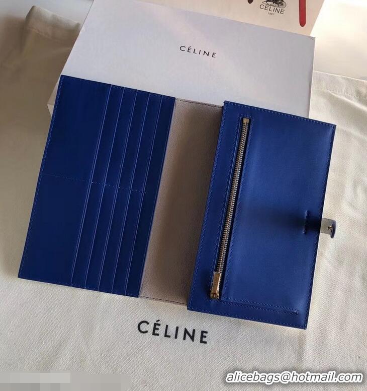 Reproduction Celine Bicolour Large Strap Multifunction Wallet 952101 White/Blue