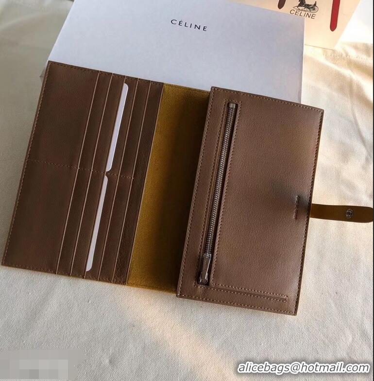 Chic Celine Bicolour Large Strap Multifunction Wallet 952101 Yellow/Brown