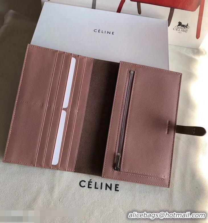 Cheapest Celine Bicolour Large Strap Multifunction Wallet 952101 Camel/Pink​