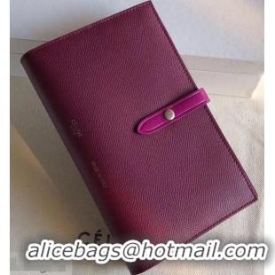 Faux Celine Bicolour Large Strap Multifunction Wallet 952101 Burgundy/Fuchsia