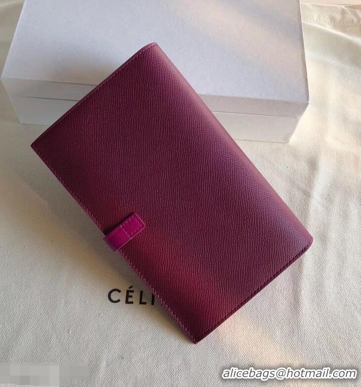 Faux Celine Bicolour Large Strap Multifunction Wallet 952101 Burgundy/Fuchsia