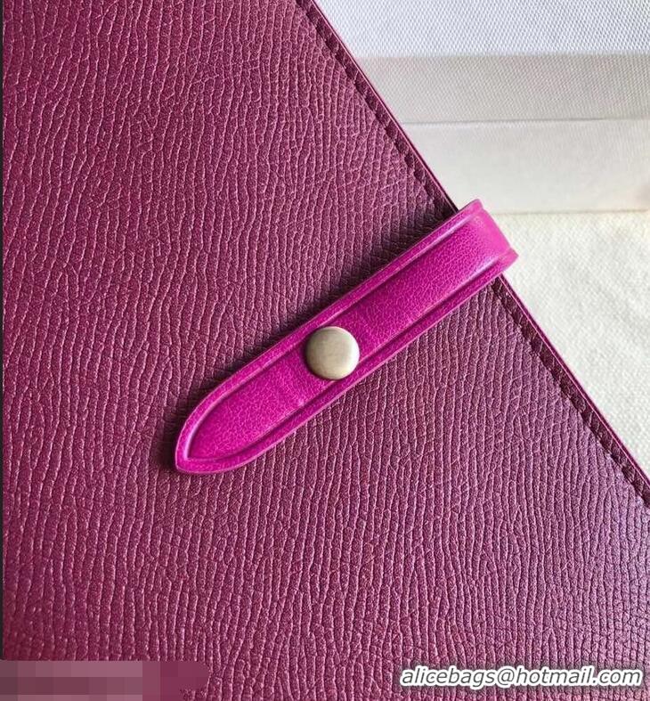 Faux Celine Bicolour Large Strap Multifunction Wallet 952101 Burgundy/Fuchsia