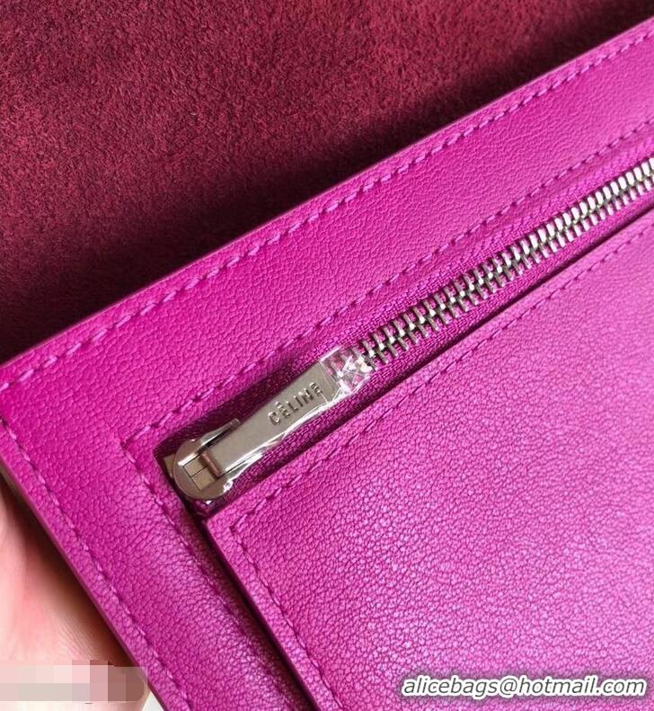 Faux Celine Bicolour Large Strap Multifunction Wallet 952101 Burgundy/Fuchsia