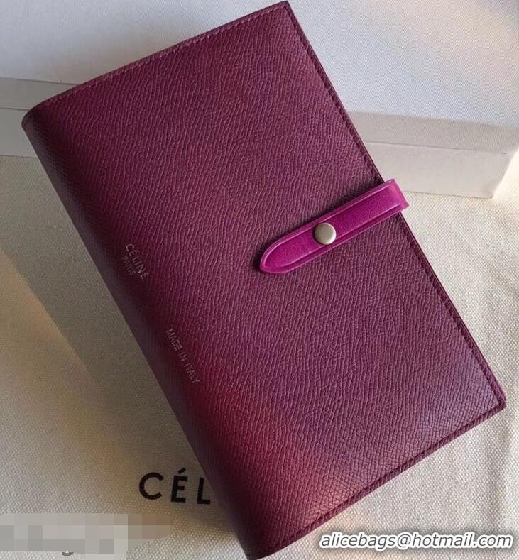 Faux Celine Bicolour Large Strap Multifunction Wallet 952101 Burgundy/Fuchsia