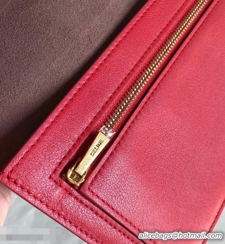 Imitation Celine Bicolour Large Strap Multifunction Wallet 952101 Camel/Red