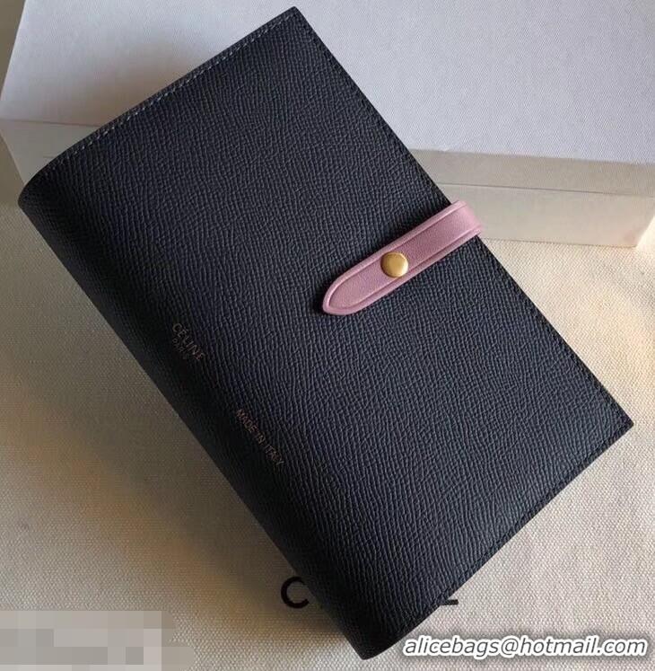 Cheap Celine Bicolour Large Strap Multifunction Wallet 952101 Black/Pink