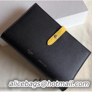 Luxury Celine Bicolour Large Strap Multifunction Wallet 952101 Black/Yellow