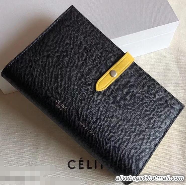 Luxury Celine Bicolour Large Strap Multifunction Wallet 952101 Black/Yellow