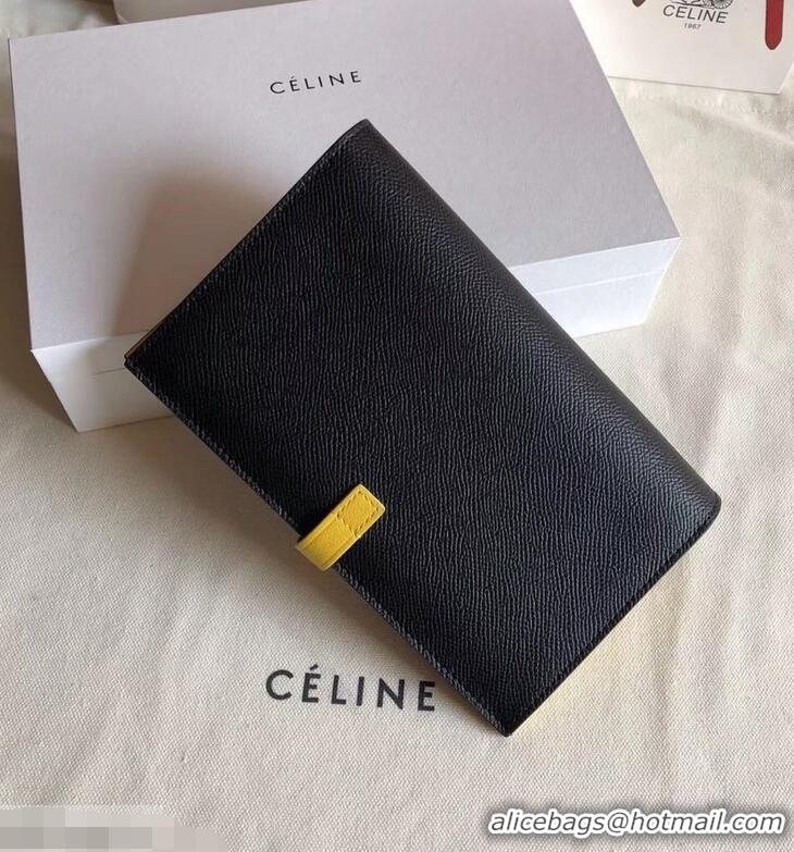 Luxury Celine Bicolour Large Strap Multifunction Wallet 952101 Black/Yellow