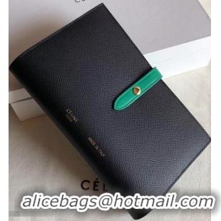 Top Grade Celine Bicolour Large Strap Multifunction Wallet 952101 Black/Green