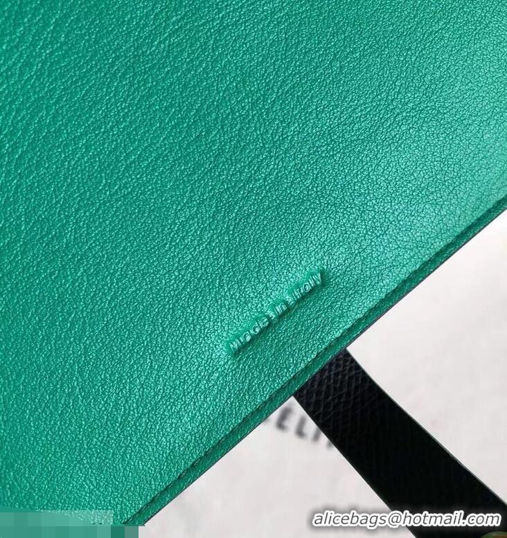 Top Grade Celine Bicolour Large Strap Multifunction Wallet 952101 Black/Green