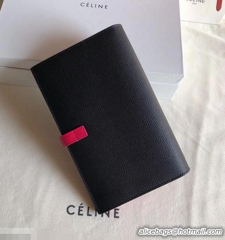 Pretty Style Celine Bicolour Large Strap Multifunction Wallet 952101 Black/Red