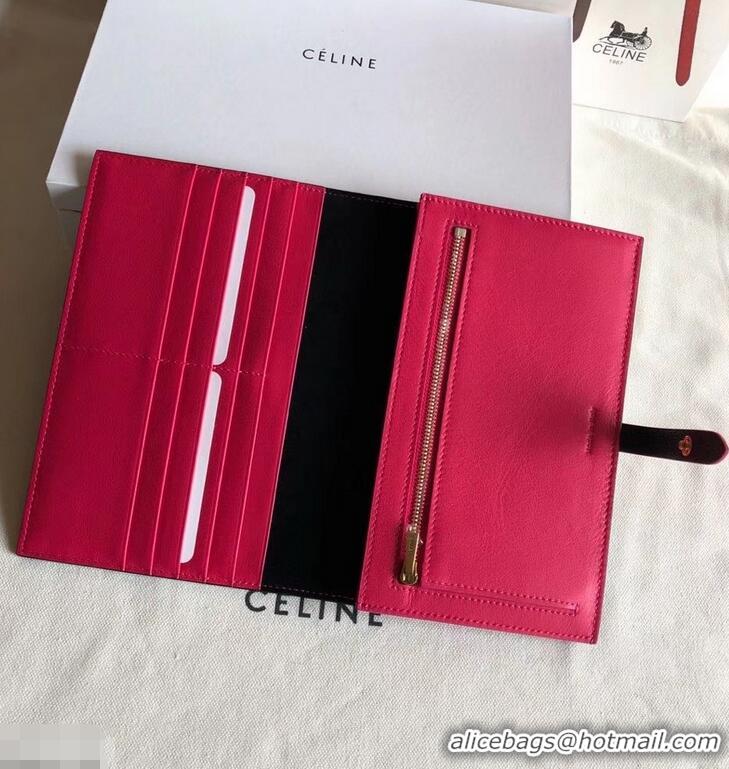 Pretty Style Celine Bicolour Large Strap Multifunction Wallet 952101 Black/Red