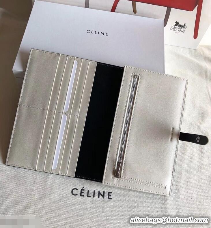 Low Cost Celine Bicolour Large Strap Multifunction Wallet 952101 Black/White