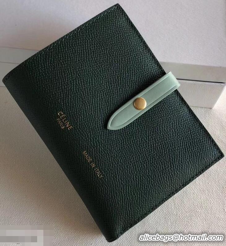 Good Celine Bicolour Medium Strap Multifunction Wallet 952102 Dark Green/Pale Green