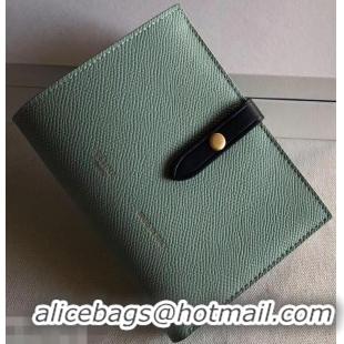 Imitation Celine Bicolour Medium Strap Multifunction Wallet 952102 Pale Green/Navy Blue