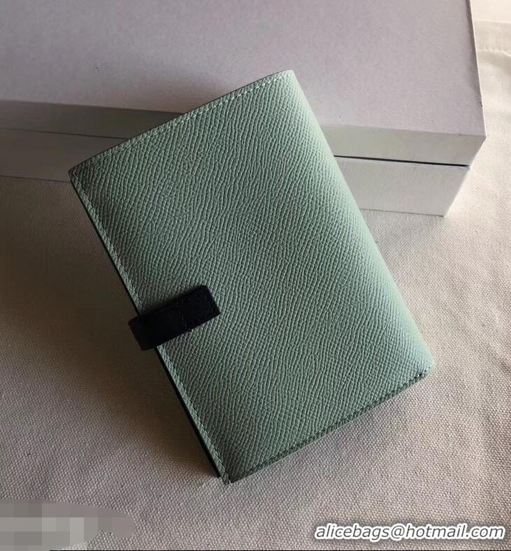 Imitation Celine Bicolour Medium Strap Multifunction Wallet 952102 Pale Green/Navy Blue