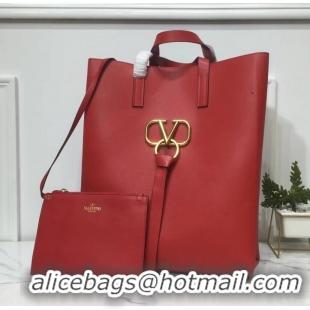 Unique Grade Valentino N/S Long VRing Shopping Tote Bag 720050 Red