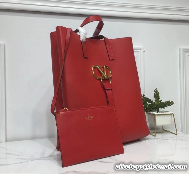 Unique Grade Valentino N/S Long VRing Shopping Tote Bag 720050 Red