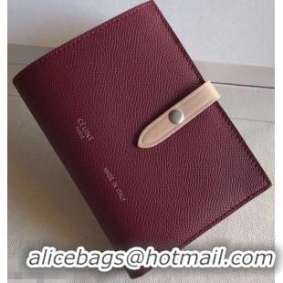 Imitation Celine Bicolour Medium Strap Multifunction Wallet 952102 Burgundy/Beige