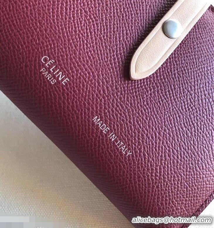 Imitation Celine Bicolour Medium Strap Multifunction Wallet 952102 Burgundy/Beige