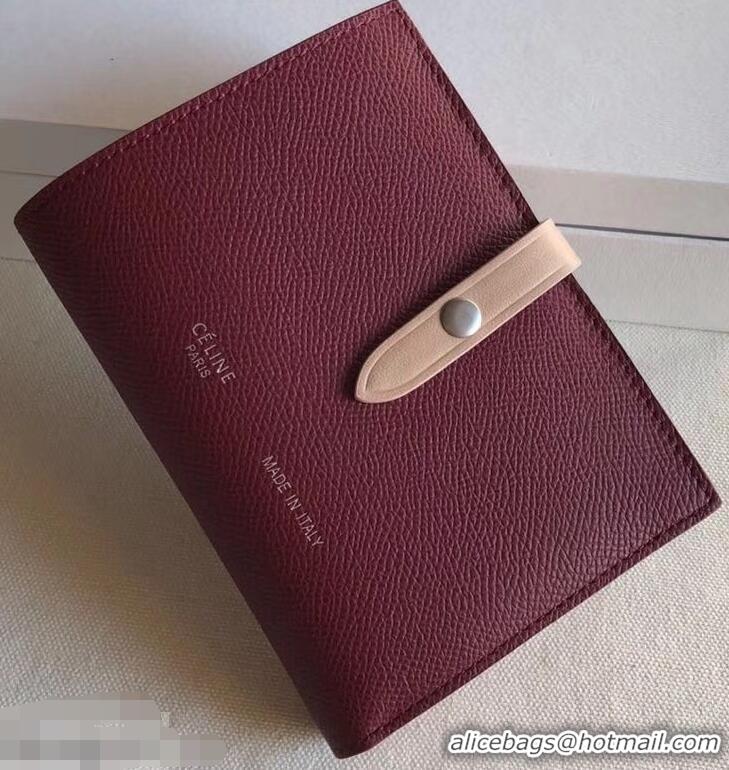 Imitation Celine Bicolour Medium Strap Multifunction Wallet 952102 Burgundy/Beige