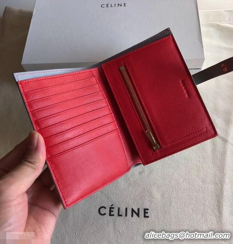 Good Taste Celine Bicolour Medium Strap Multifunction Wallet 952102 Baby Blue/Red