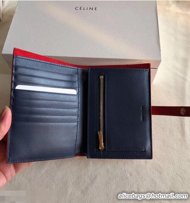 Discount Celine Bicolour Medium Strap Multifunction Wallet 952102 Red/Navy Blue