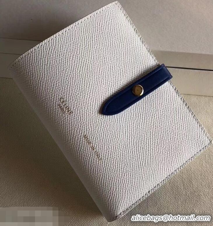 Luxury Celine Bicolour Medium Strap Multifunction Wallet 952102 White/Blue