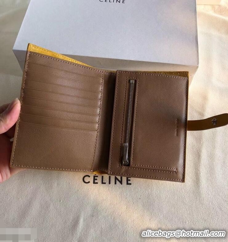 Cheapest Celine Bicolour Medium Strap Multifunction Wallet 952102 Yellow/Brown