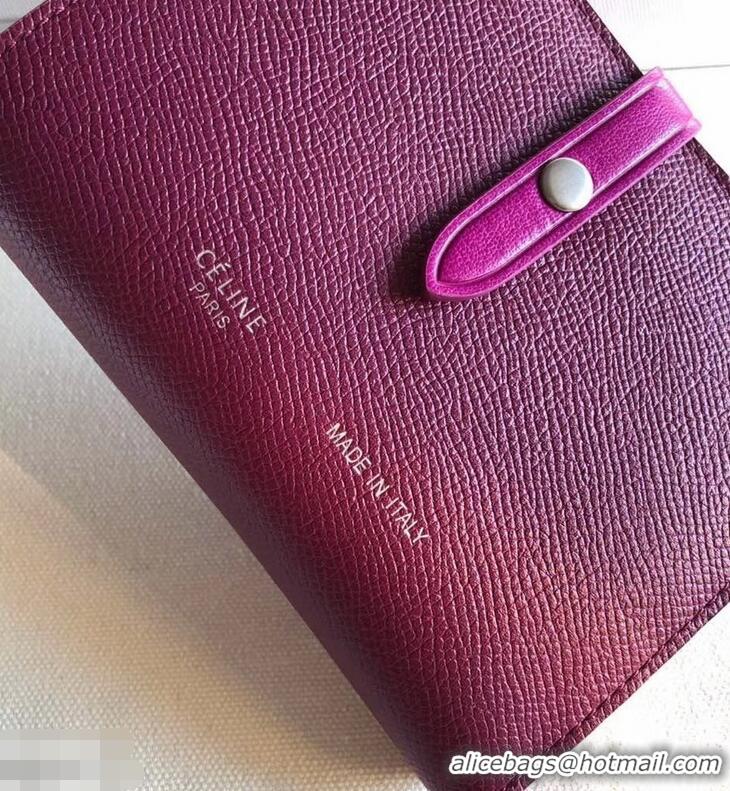 Low Cost Celine Bicolour Medium Strap Multifunction Wallet 952102 Burgundy/Fuchsia