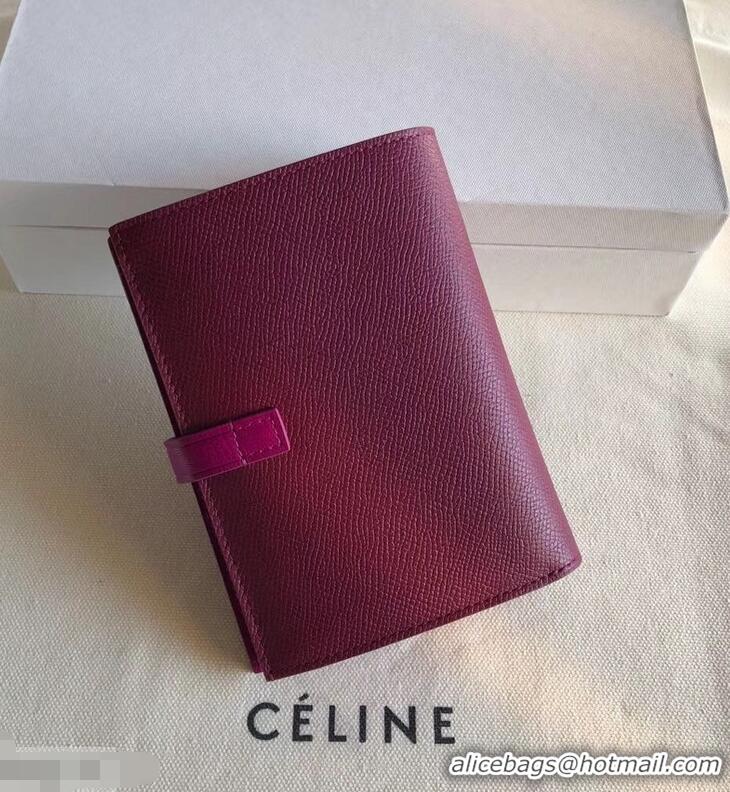 Low Cost Celine Bicolour Medium Strap Multifunction Wallet 952102 Burgundy/Fuchsia