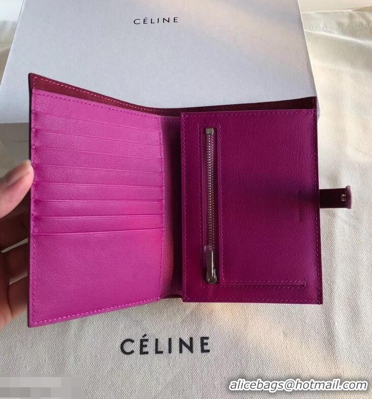 Low Cost Celine Bicolour Medium Strap Multifunction Wallet 952102 Burgundy/Fuchsia