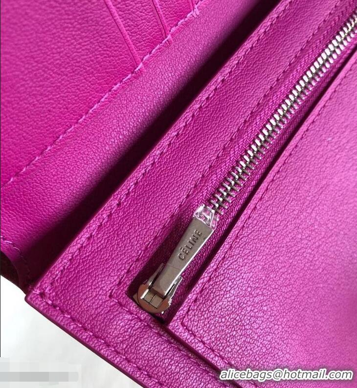 Low Cost Celine Bicolour Medium Strap Multifunction Wallet 952102 Burgundy/Fuchsia