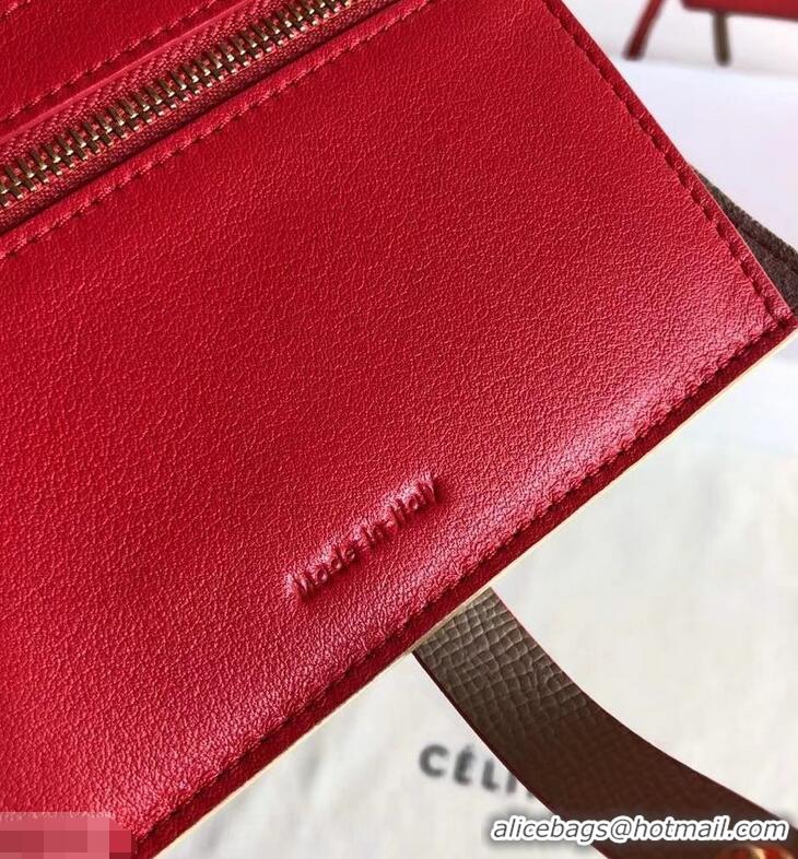 Classic Celine Bicolour Medium Strap Multifunction Wallet 952102 Camel/Red