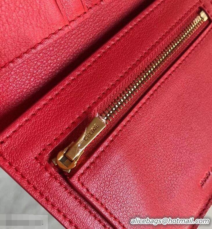 Classic Celine Bicolour Medium Strap Multifunction Wallet 952102 Camel/Red