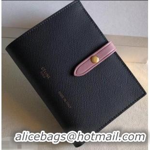 Discount Celine Bicolour Medium Strap Multifunction Wallet 952102 Black/Pink