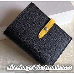 Design Celine Bicolour Medium Strap Multifunction Wallet 952102 Black/Yellow