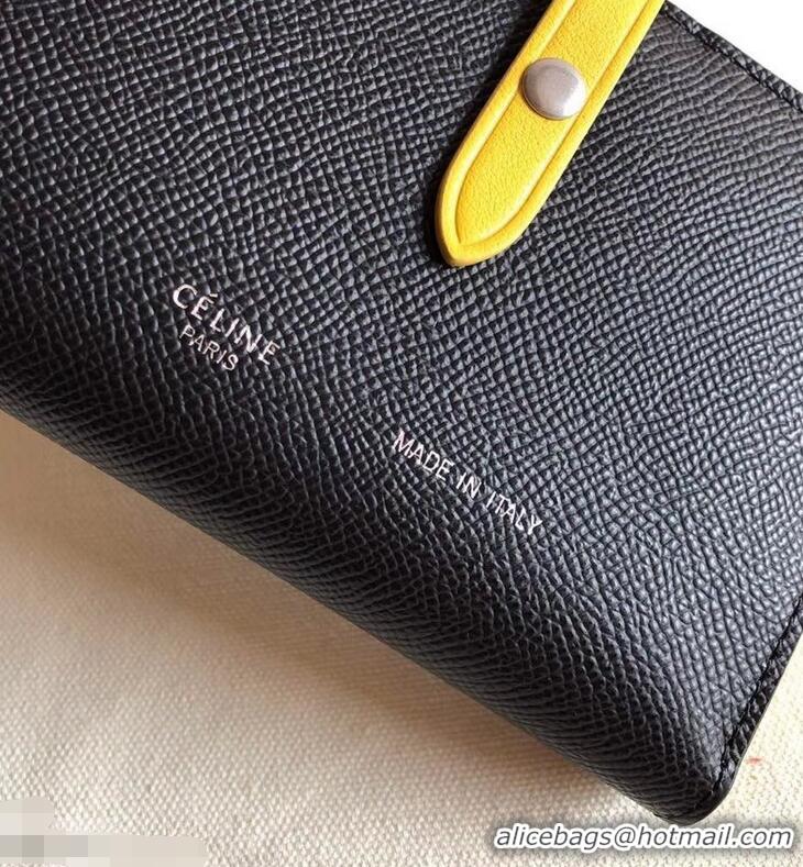 Design Celine Bicolour Medium Strap Multifunction Wallet 952102 Black/Yellow