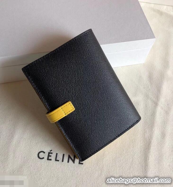 Design Celine Bicolour Medium Strap Multifunction Wallet 952102 Black/Yellow