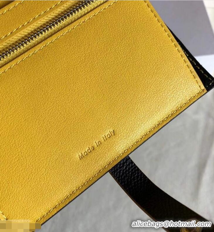 Design Celine Bicolour Medium Strap Multifunction Wallet 952102 Black/Yellow