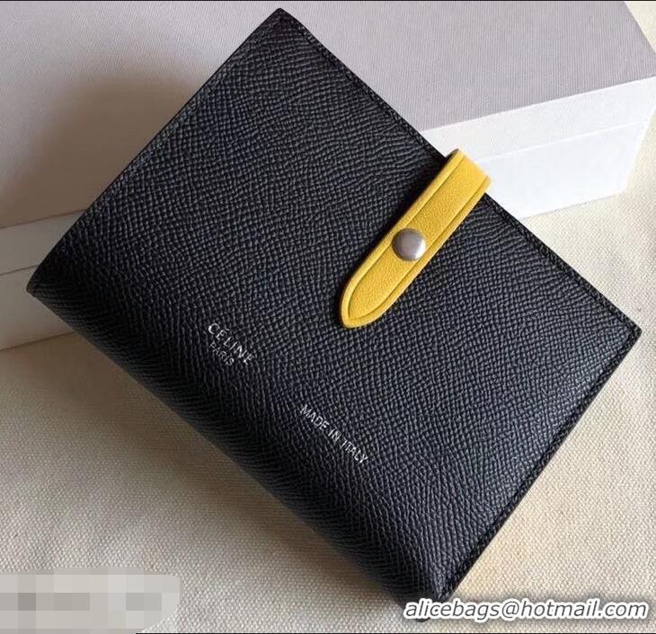 Design Celine Bicolour Medium Strap Multifunction Wallet 952102 Black/Yellow