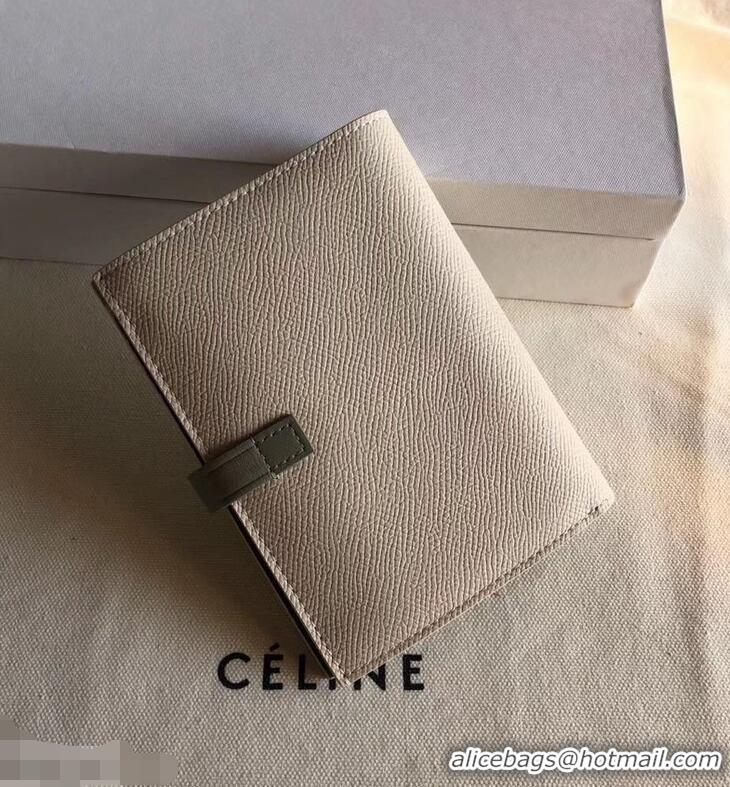 Top Grade Celine Bicolour Medium Strap Multifunction Wallet 952102 Creamy/Army Green