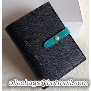 Grade Celine Bicolour Medium Strap Multifunction Wallet 952102 Black/Green