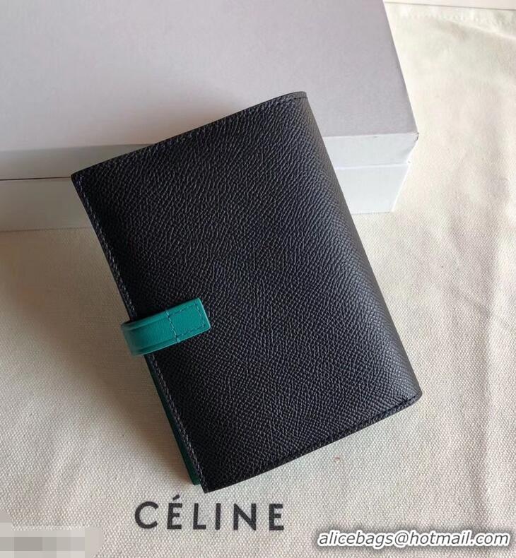 Grade Celine Bicolour Medium Strap Multifunction Wallet 952102 Black/Green