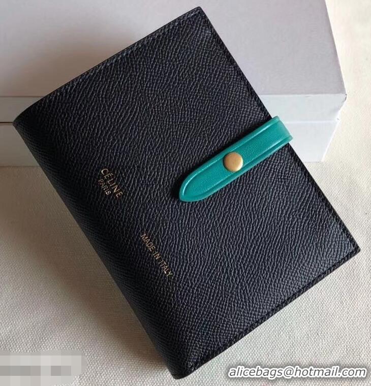 Grade Celine Bicolour Medium Strap Multifunction Wallet 952102 Black/Green